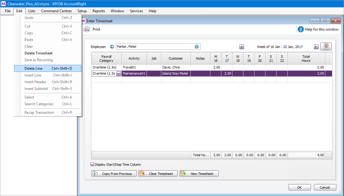 Timesheets MYOB AccountRight MYOB Help Centre